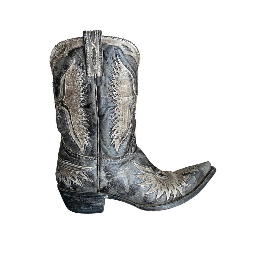 Old Gringo Double Eagle Gray/Black Leather Western Cowboy Boots Pointed Toe 8.5
